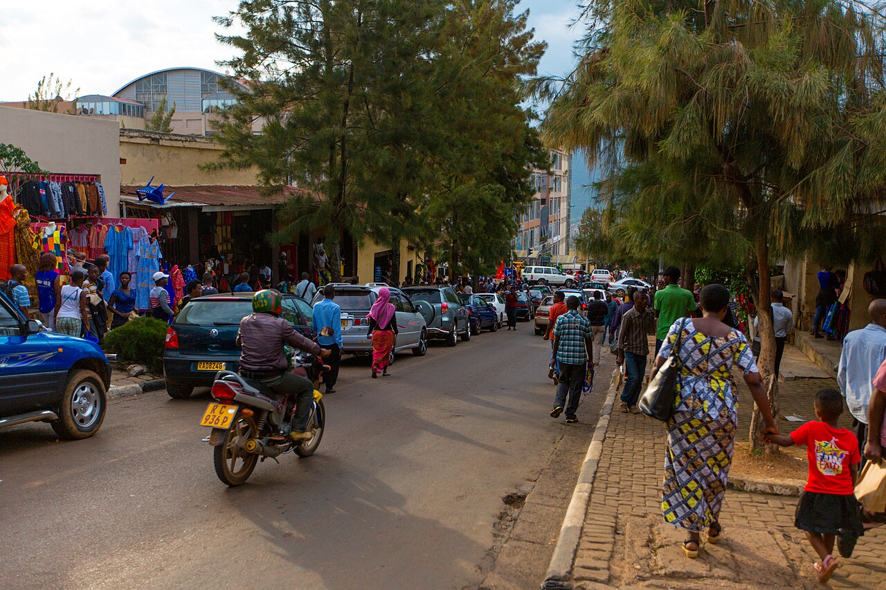 Kigali city centre, December 2016. Historical city context; Ampersand motorcycles or swap stations are not identified.