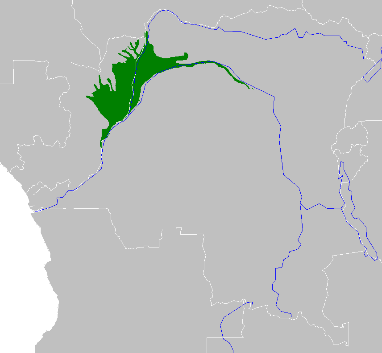 Map of the Western Congolian swamp forests ecoregion