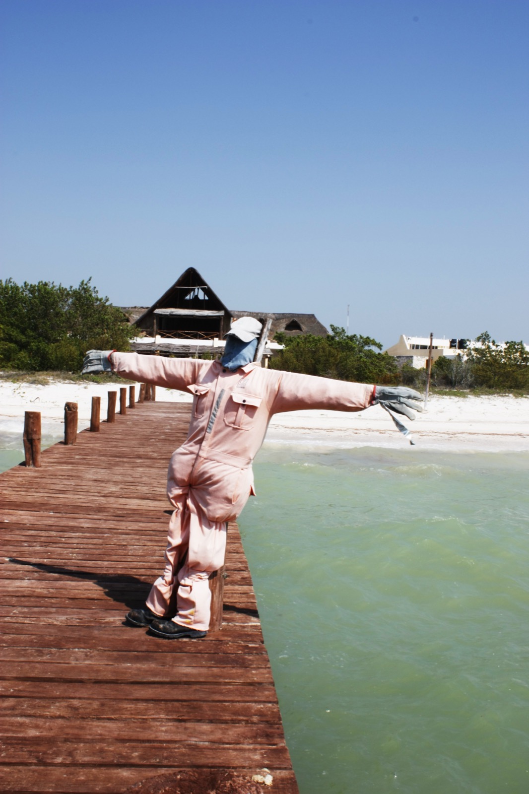 Pier through a coastal lagoon and mangroves at Celestún, northern Yucatán
