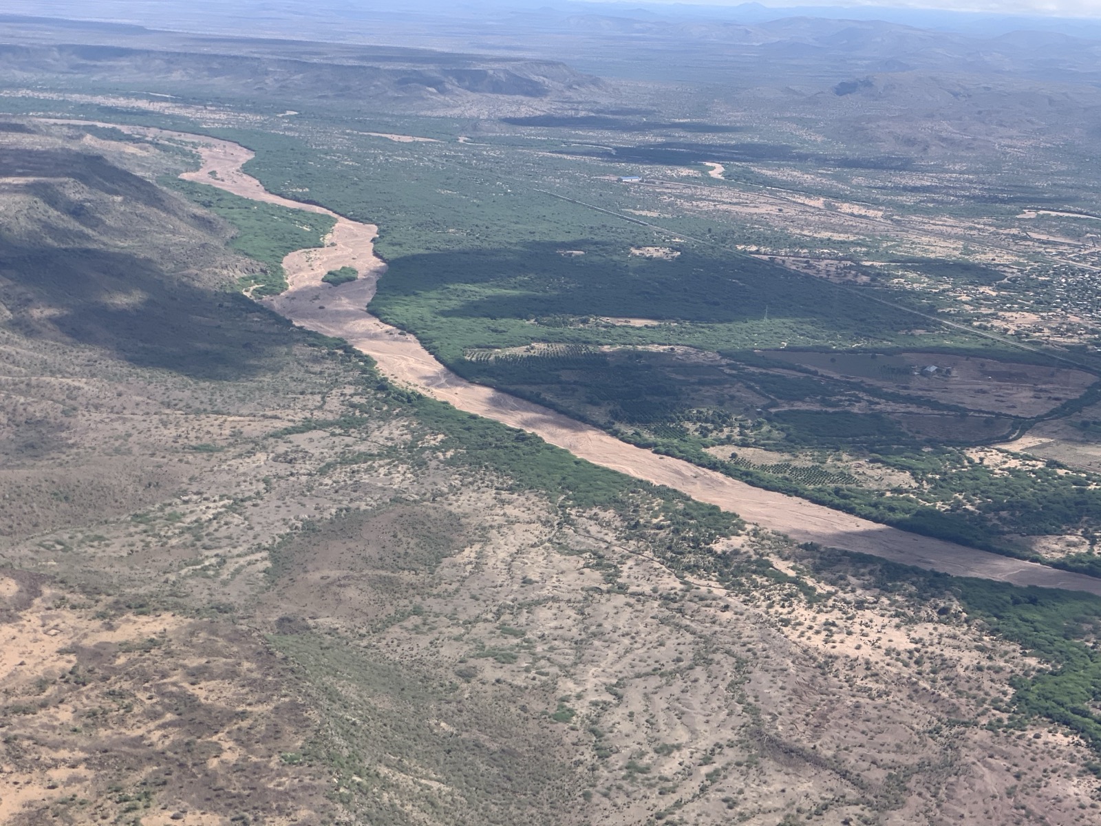 Aerial view of Dire Dawa and the Dechatu river corridor.